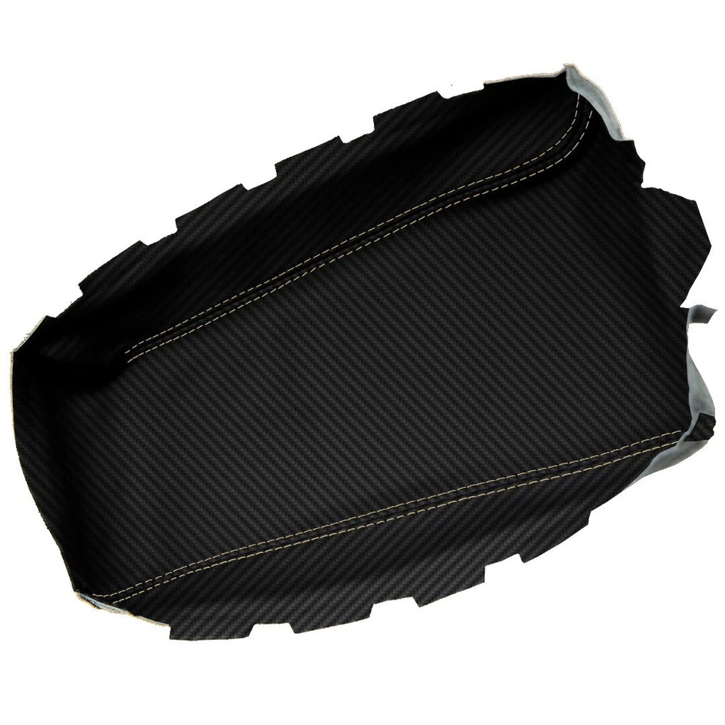 Console Armrest Cover for Jeep Liberty (2008–2013) Carbon Fiber Beige Stitch