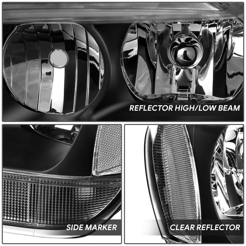 Set of 2 Black Housing Clear Corner Headlights for Jeep Grand Cherokee (1999–2004)
