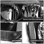 Set of 2 Black Housing Clear Corner Headlights for Jeep Grand Cherokee (1999–2004)