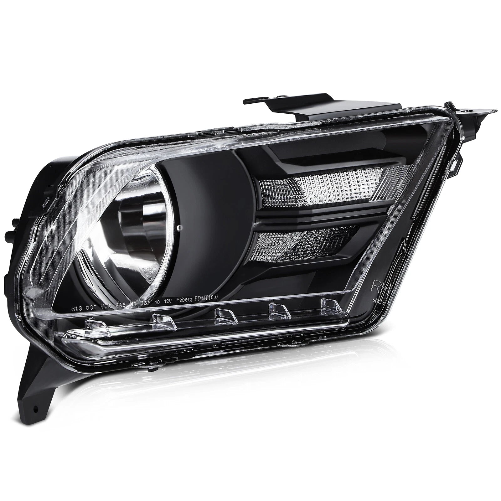 Set of 2 Black Housing Headlights for Ford Mustang (2010-2014)
