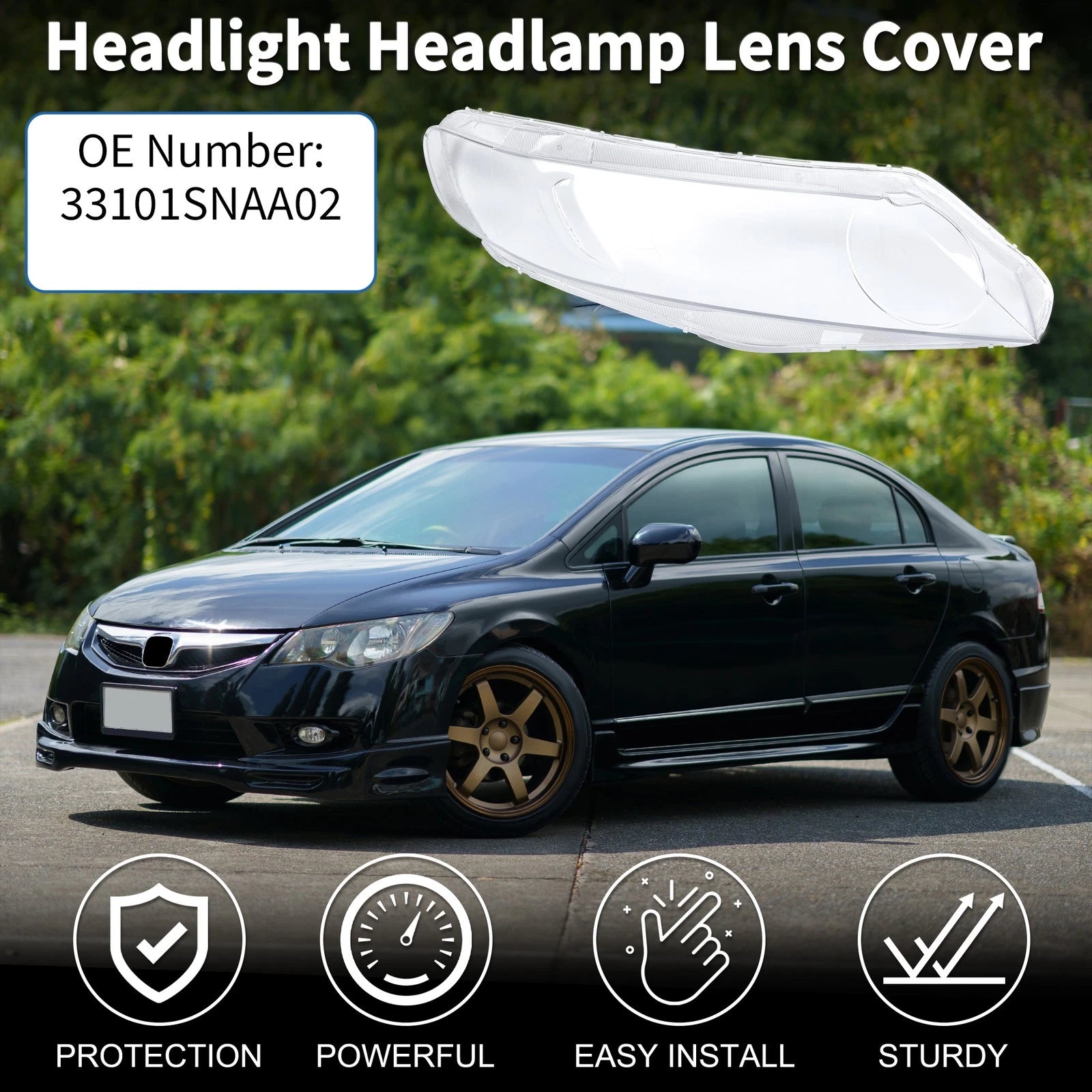 1 Pc Headlight Lens Cover for Honda Civic (2006–2011) No. 33101SNAA02