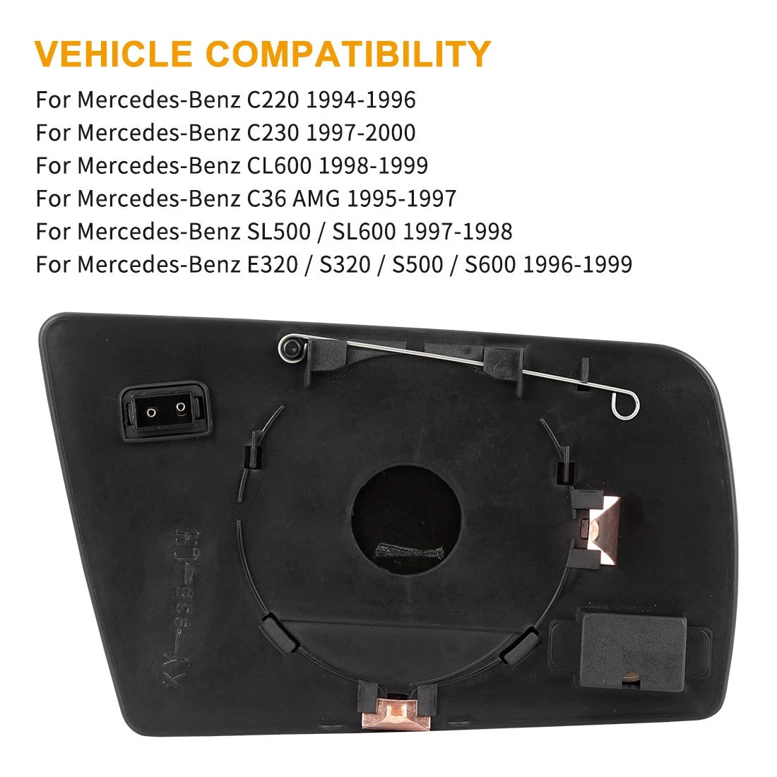 Heated Driver Left Side Mirror Glass w/ Backing for Mercedes-Benz C220 C280 E420 (1994–2002)