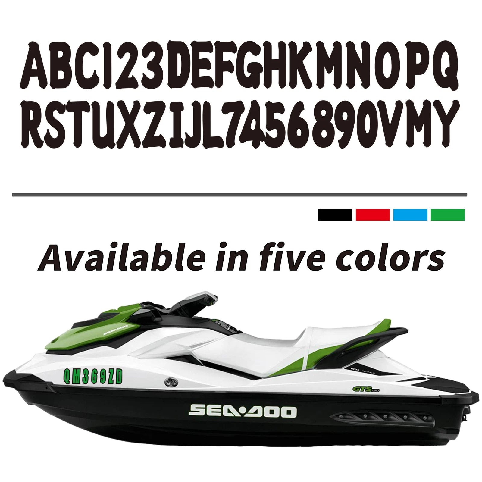 Black Alpha-Numeric Registration Stickers Decals for Boat