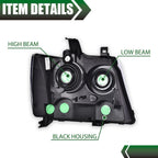 Clear Lens Chrome Headlights Assembly for Avalanche Tahoe Suburban (2007–2014)