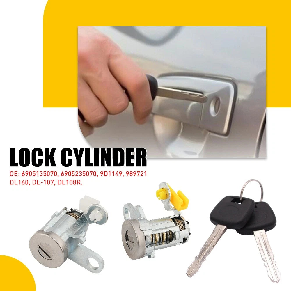 Front Pair Door Lock Cylinder Kit Set with 2 Keys for Toyota Tacoma (1995–2004)