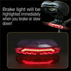 USB Rechargeable Black Bike Alarm Tail Light with Smart Brake Sensing