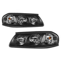 Headlight Lamps Pair for Chevy Impala (2000–2005) Black Housing Clear Corner