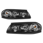 Headlight Lamps Pair for Chevy Impala (2000–2005) Black Housing Clear Corner