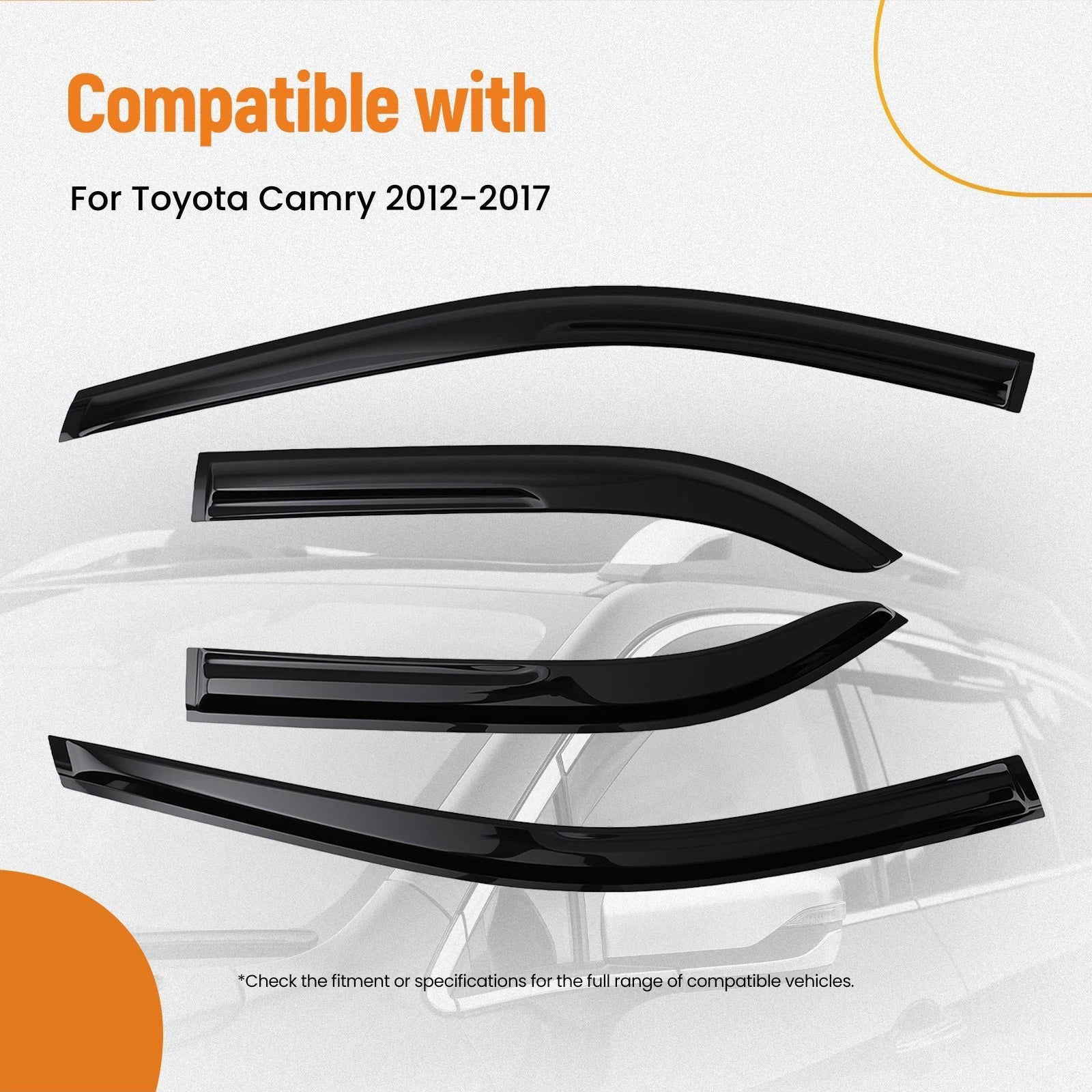 Set of 4 Wind Deflectors for Toyota Camry (2012–2017) Black