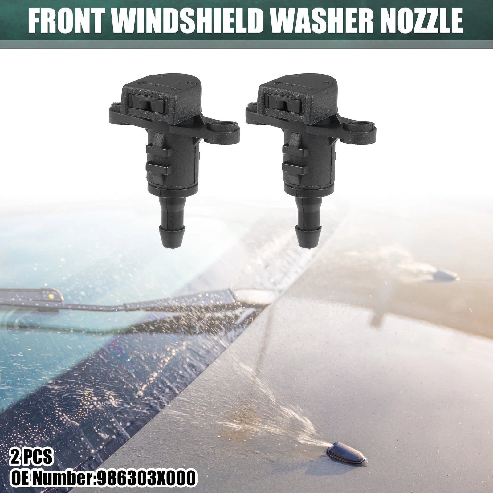 2X Windshield Wiper Washer Nozzle Spray Jet for Kia Forte (2010–2018) No. 986303X000