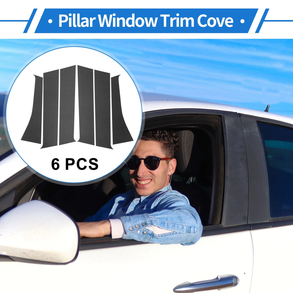 6Pcs Door Pillar Window Trim for Mitsubishi Outlander (2014–2023) Carbon Fiber