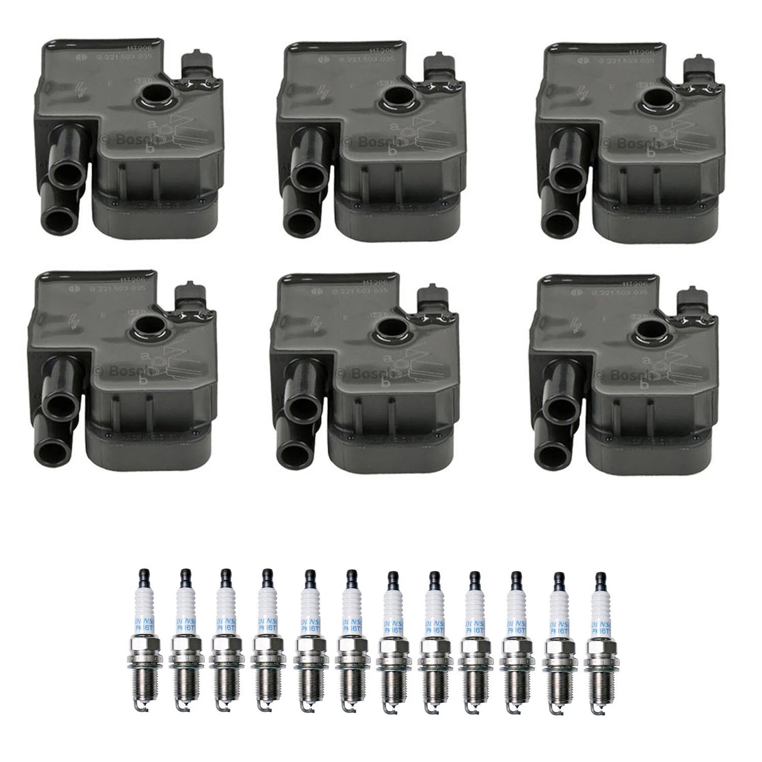 Set of 6 Ignition Coils & 12 Platinum Spark Plugs for Chrysler Crossfire (2004–2008)