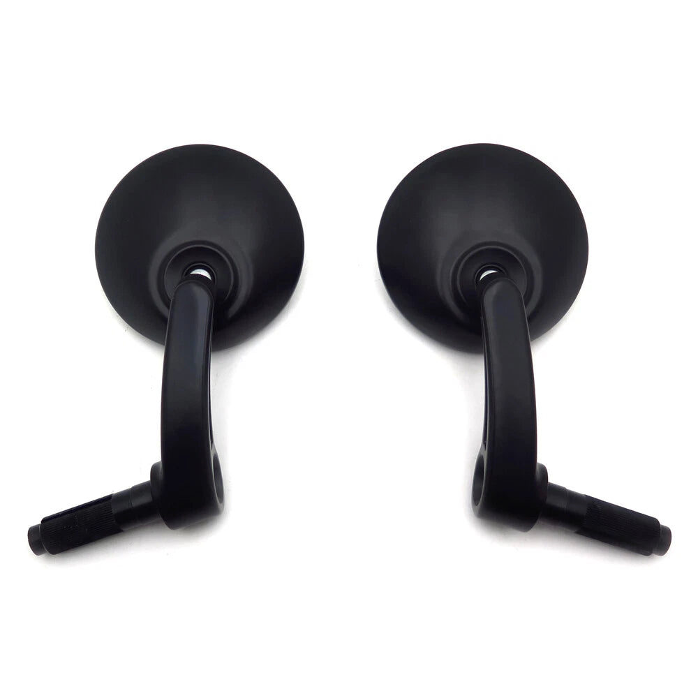 1 Pair Black Round Bar End Rearview Side Mirror for Cafe Racer
