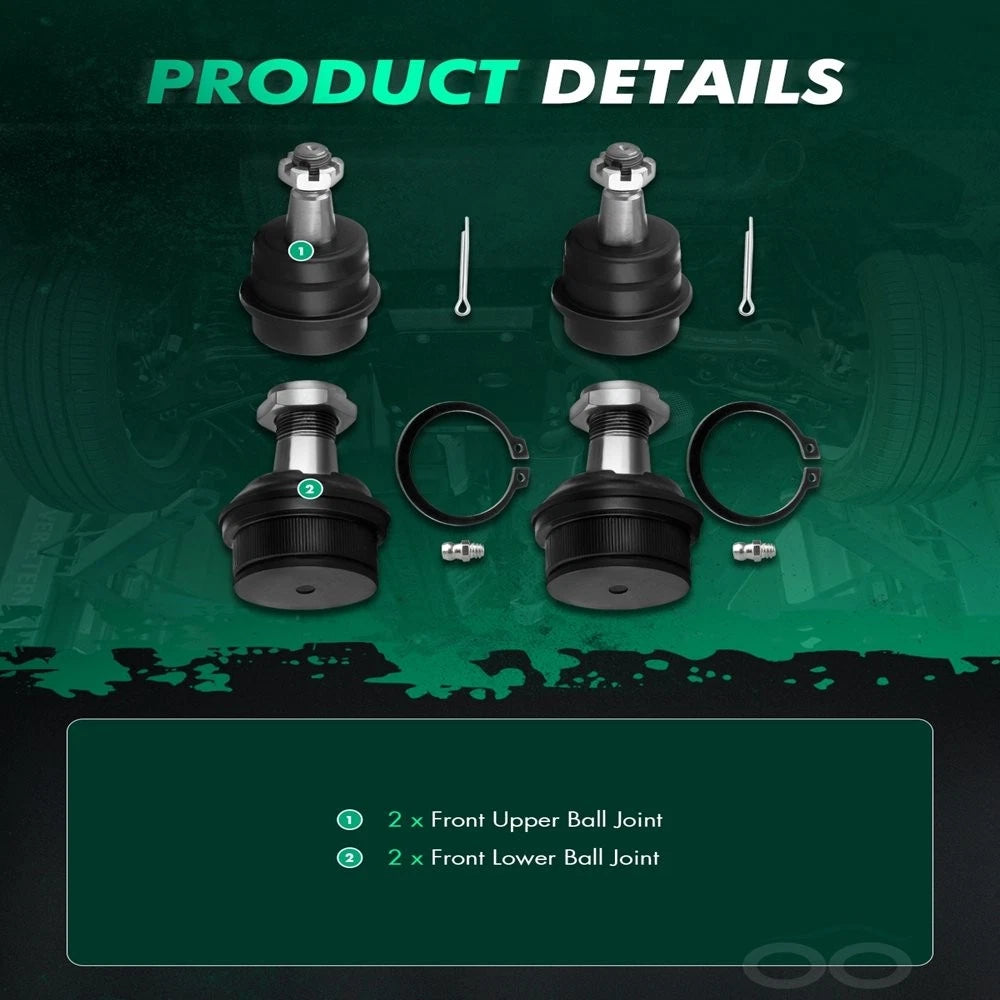 Set of 4 Upper Lower Ball Joints for Dodge Ram 1500 4WD (1994–1999)