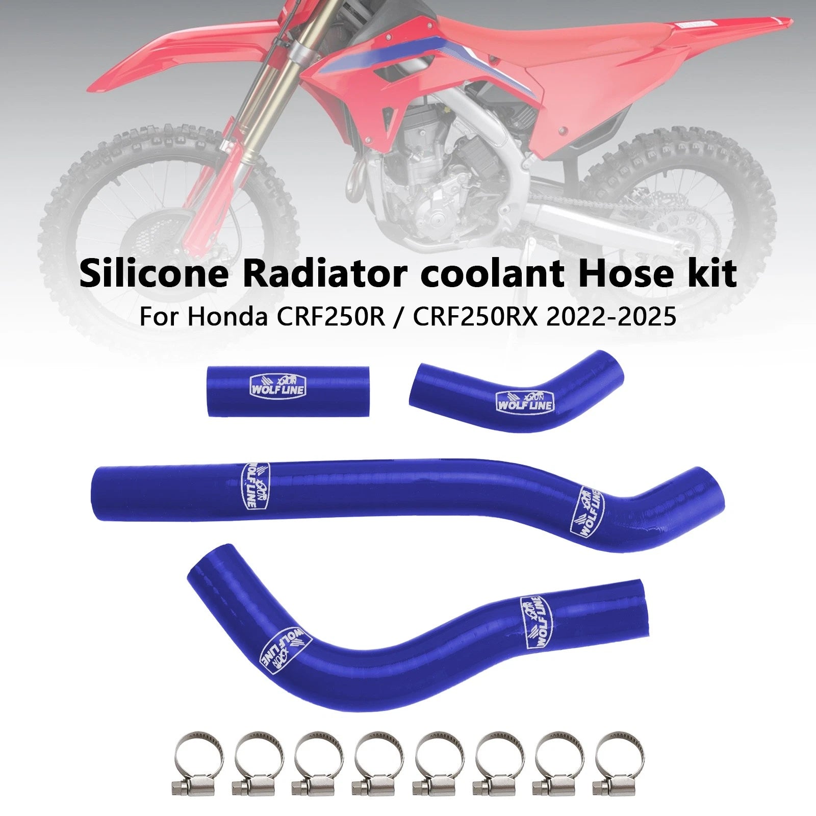 Silicone Radiator Coolant Hose for Honda CRF250R CRF250RX (2022–2025) Blue