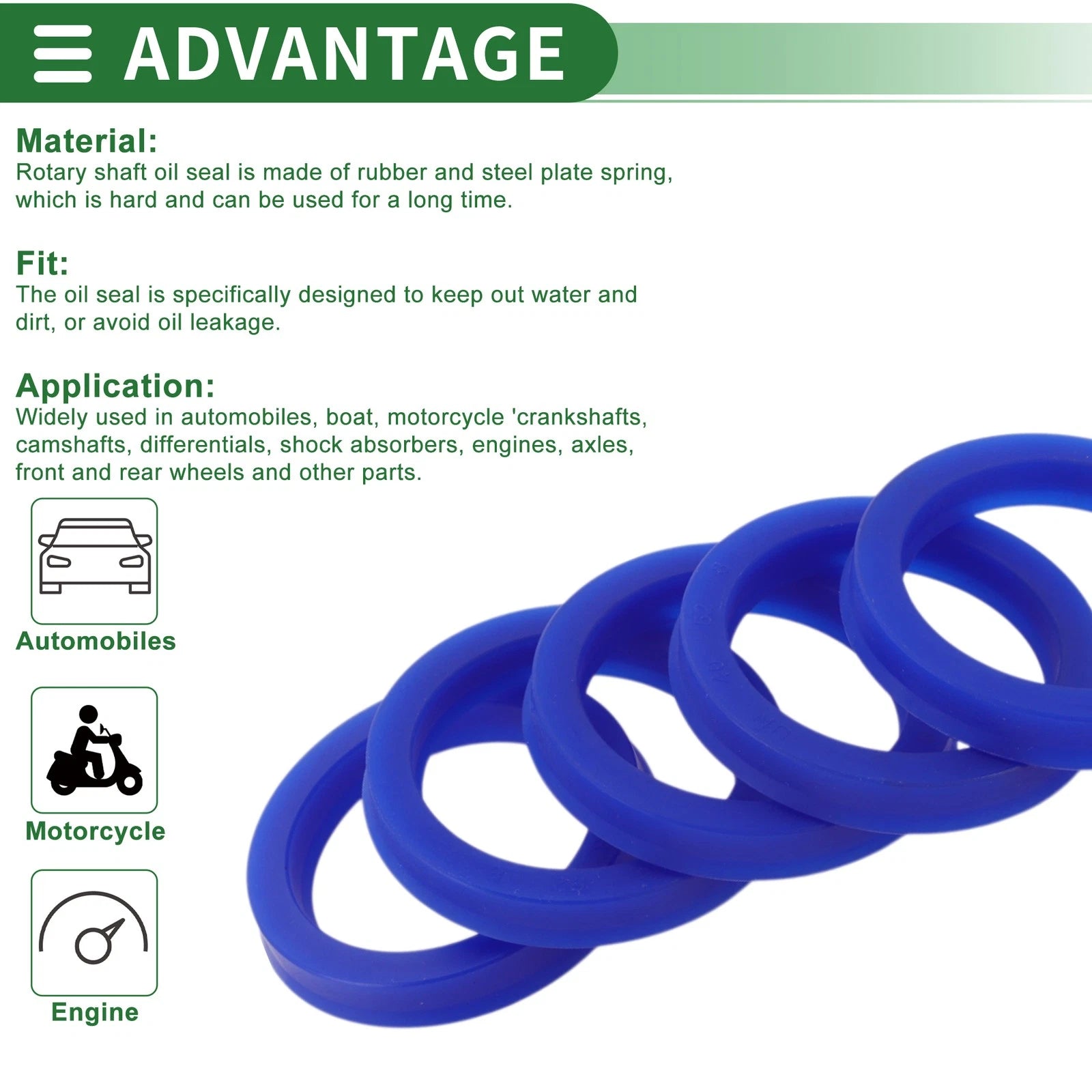 Set of 5 Oil Seal Rotary Shaft Seal 40x52x8mm High Pressure for Various Models