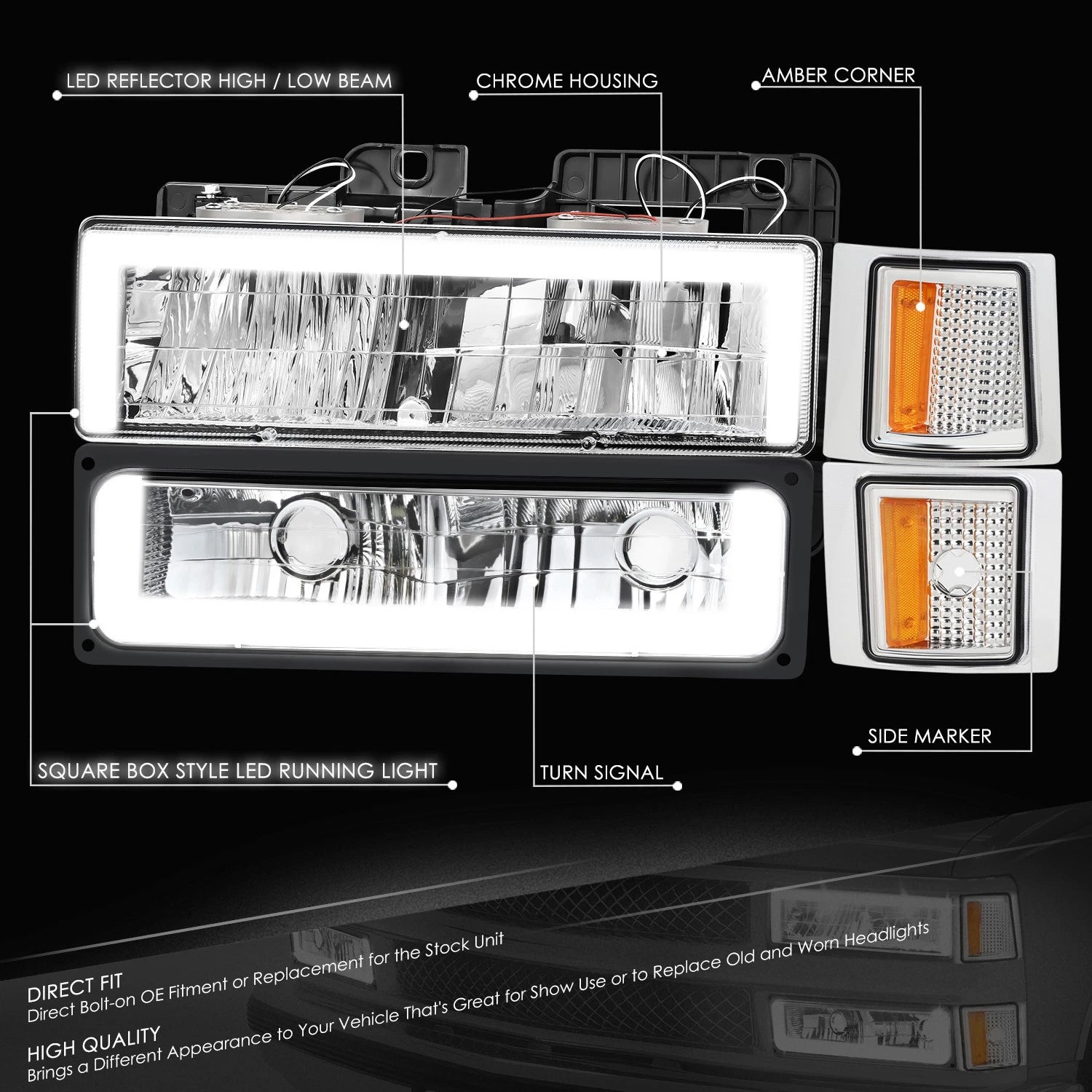 LED Headlight, Bumper Signal & Corner Lamps for Chevy C/K (1994–2000)