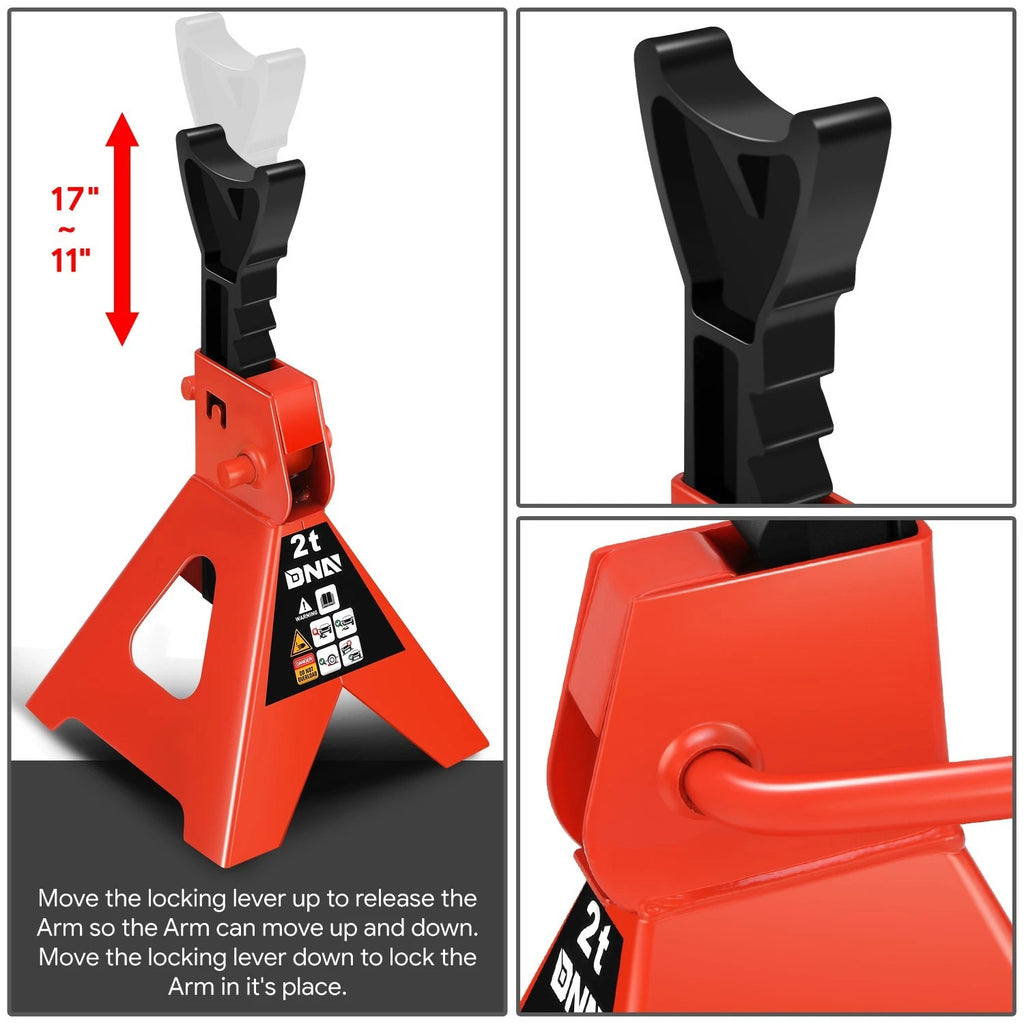 2X Jack Stands for Sedan SUV (10.6"-15.5" 4400lbs Capacity)