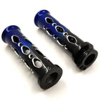 CNC Hand Grip Set of 2 Black Blue 7/8" 22mm for Honda Kawasaki Suzuki Yamaha