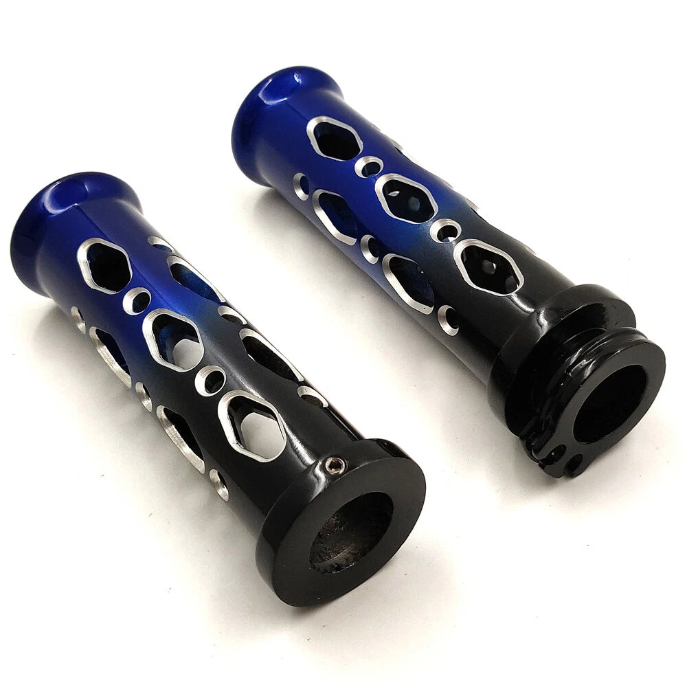 CNC Hand Grip Set of 2 Black Blue 7/8" 22mm for Honda Kawasaki Suzuki Yamaha