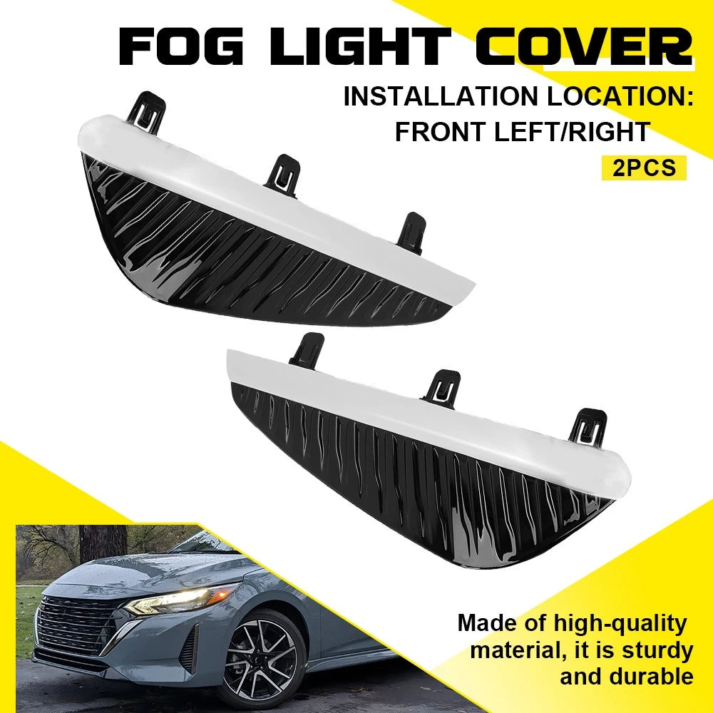 2X Front Fog Light Lamp Cover for Nissan Sentra (2024–2025) Black & Chrome