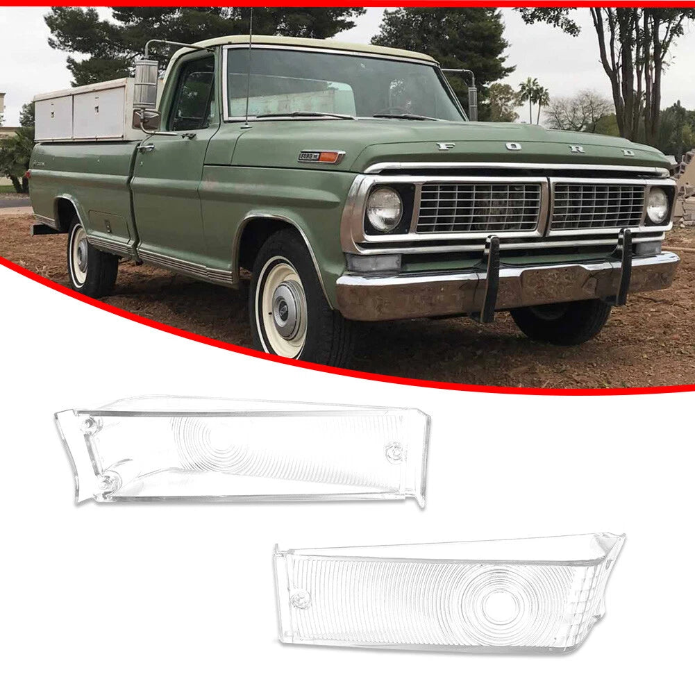 Pair Clear Front Turn Signal Light Lenses for Ford F100 F250 F350 (1970–1972)