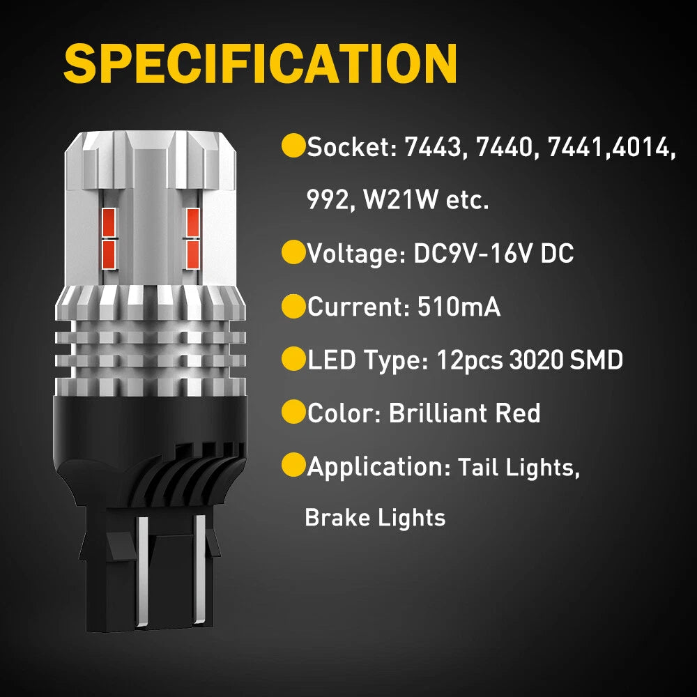 Red LED Brake Tail Parking Light Bulbs for Make Model (YYYY–YYYY)