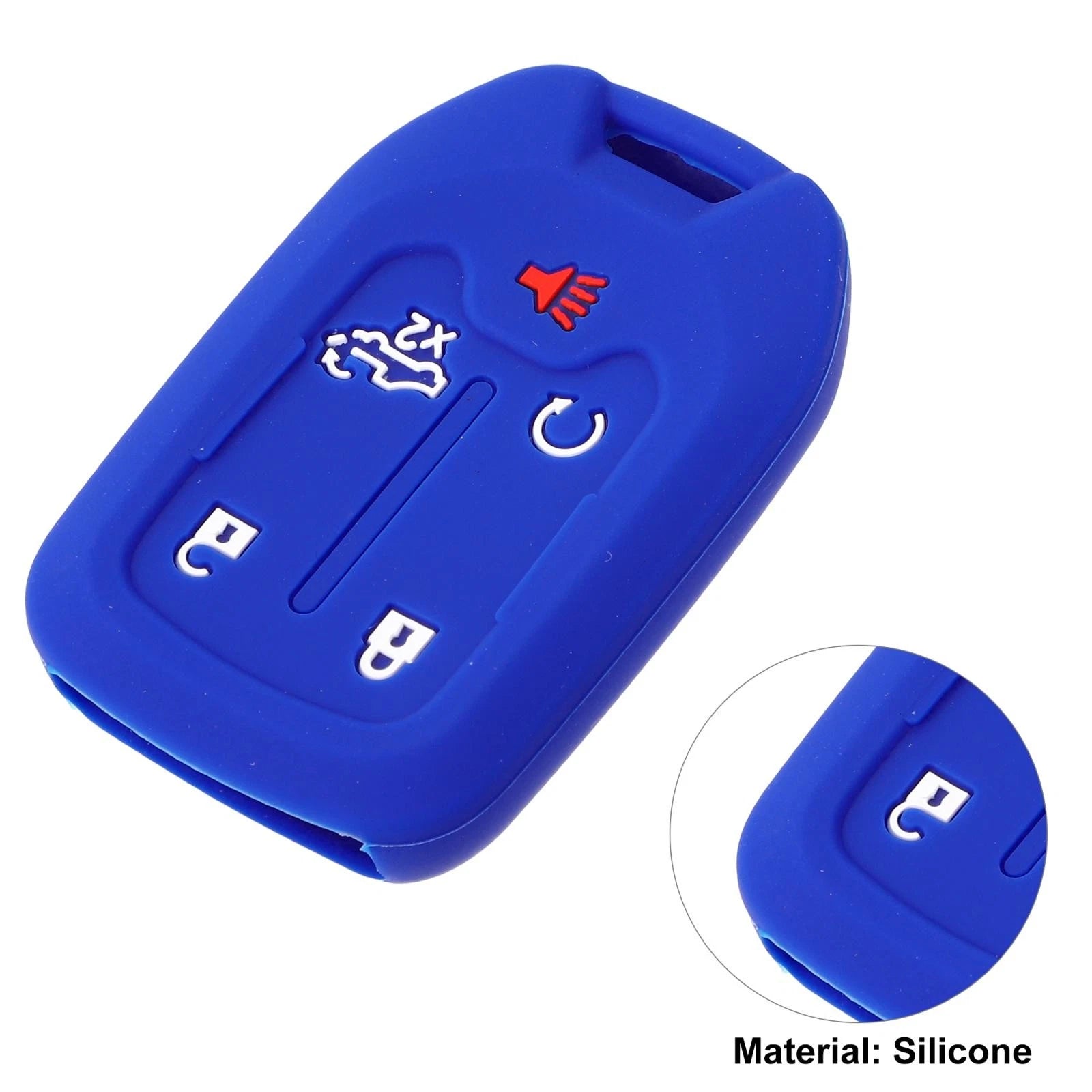 2pcs Silicone Key Fob Case Cover for Chevrolet Silverado (2019–2022) Black Blue
