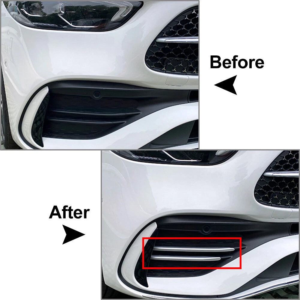 4X Black Front Bumper Splitter Fin Spoiler Canard for Mercedes Benz C-Class (2022–2023)