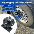 Set of 4 Shipping Container Wheels and Bolt-On Spindle Kit