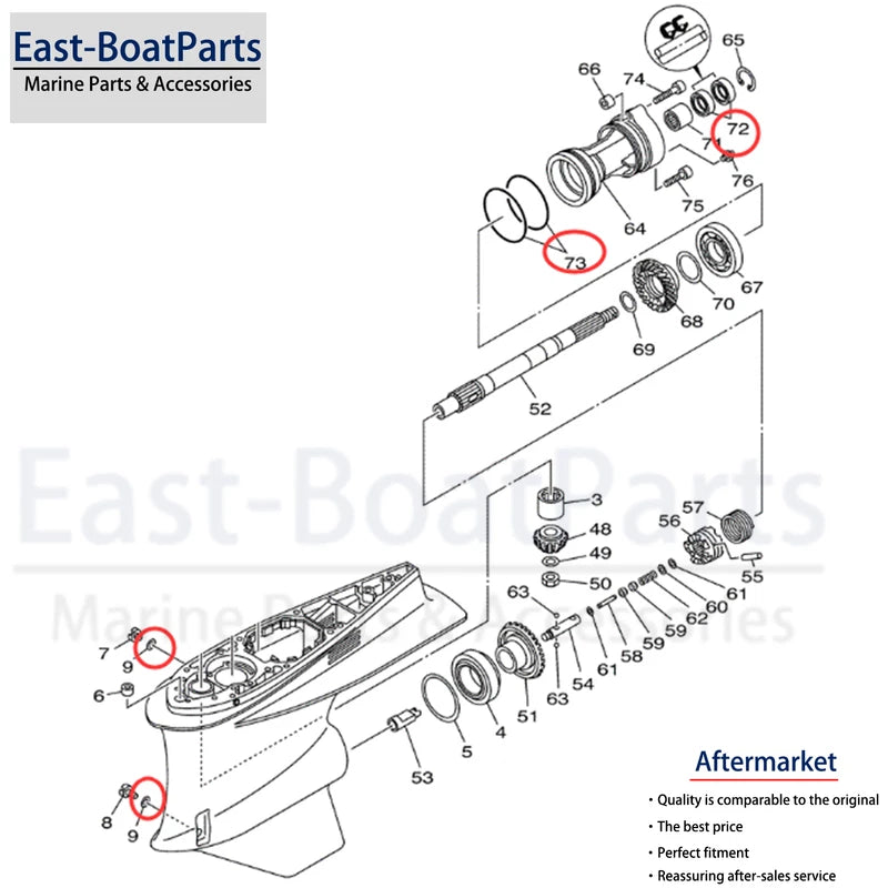 Lower Bearing Carrier Repair Seal Kit for Yamaha Outboard (93211-04384)