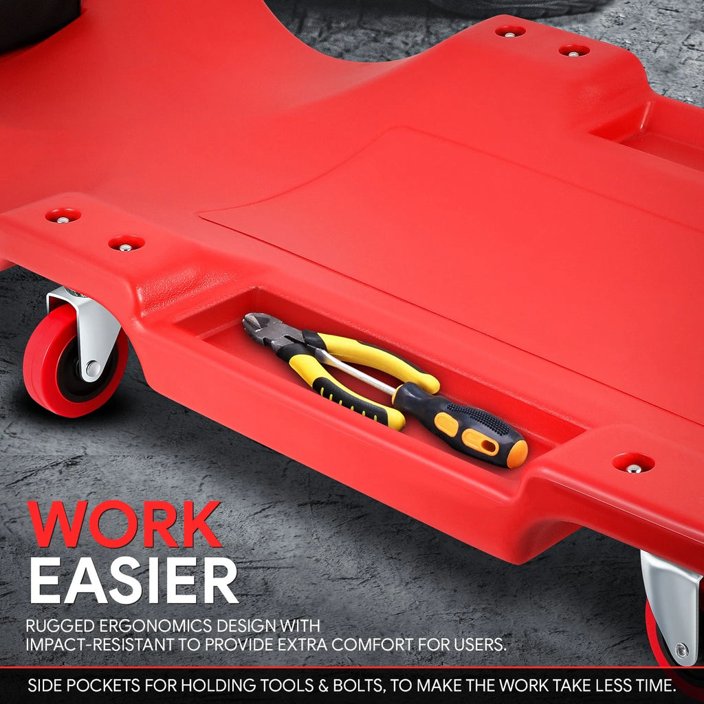36" Low Profile Automotive Creeper for Vehicle Repair with Padded Headrest