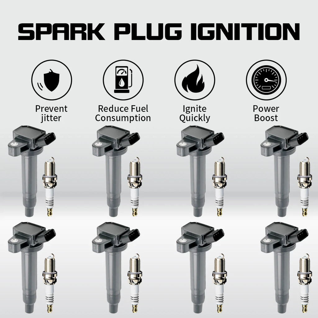 8PCS Ignition Coils & Spark Plugs for Toyota Land Cruiser Tundra (2000–2006) UF230
