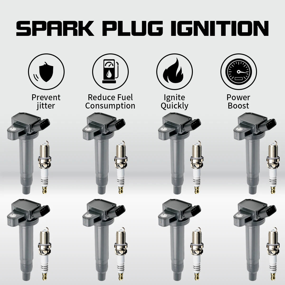 8PCS Ignition Coils & Spark Plugs for Toyota Land Cruiser Tundra (2000–2006) UF230