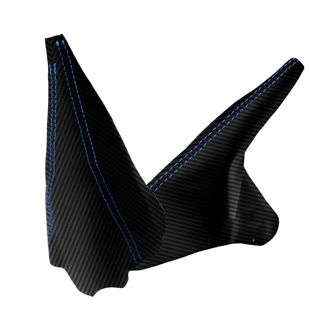 Manual & E Brake Boot Set for Ford Mustang (1994–2004) Carbon Fiber Blue Stitch