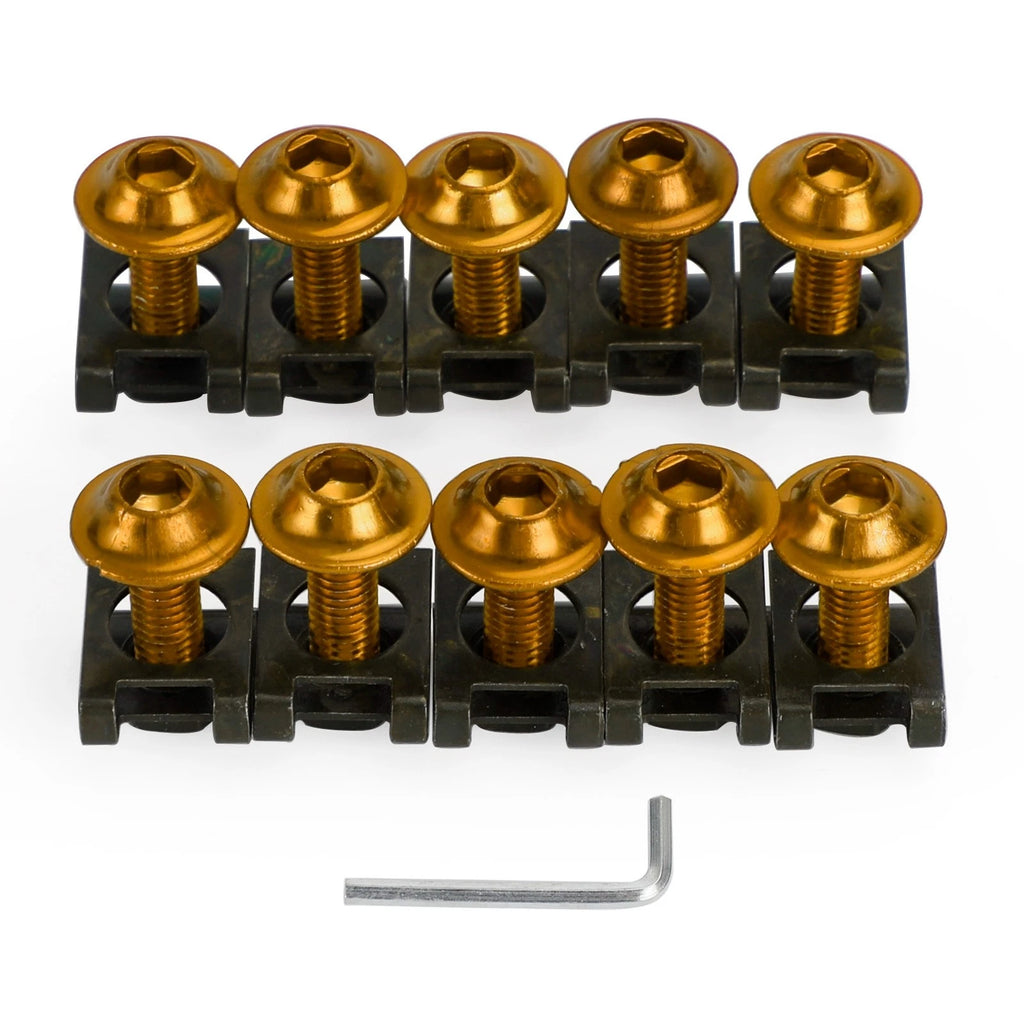 10x Aluminum M6x20mm Screen Bolts & Spring C Clips for Yamaha