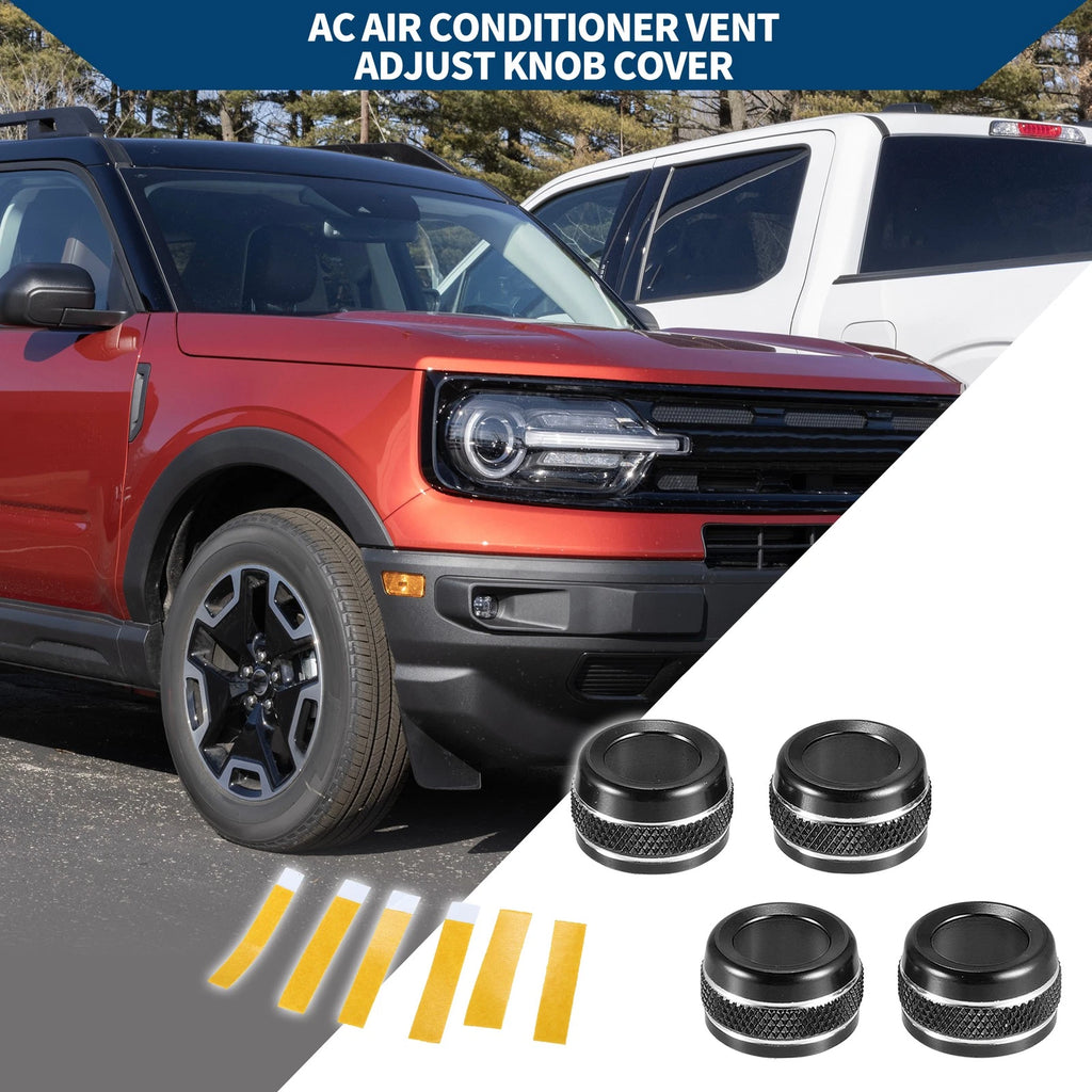 Set of 4 AC Vent Adjust Switch Knob Cover Rings for Ford Bronco Sport (2021–2023)