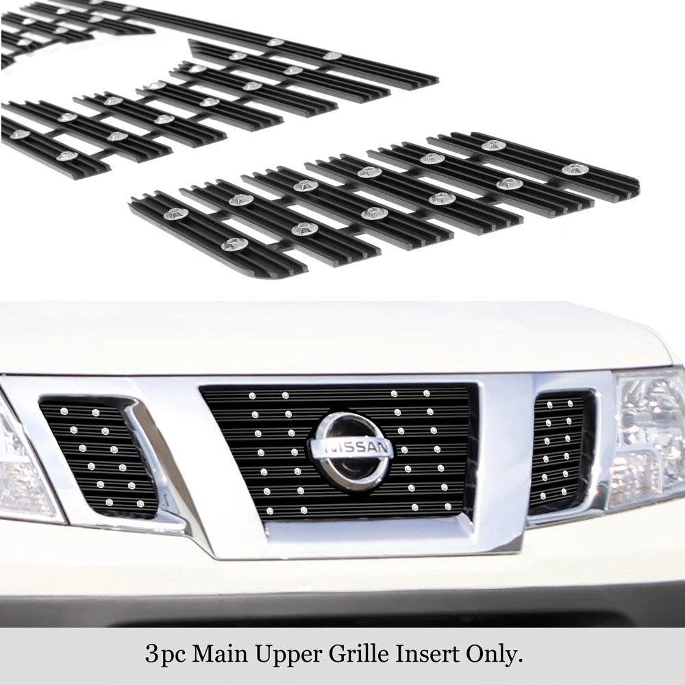Black Wide Rivet Billet Grille Insert for Nissan Frontier (2009-2021)