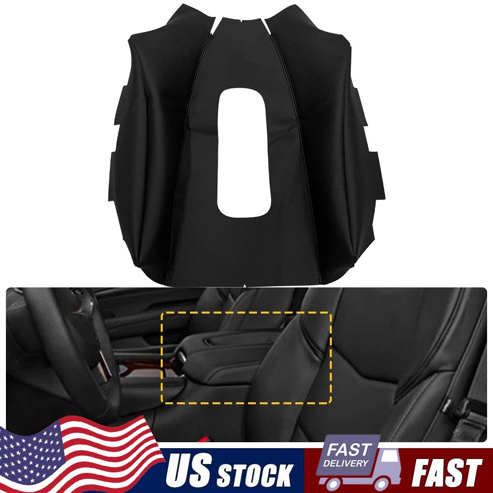 Center Console Cover Armrest Pad for Cadillac Escalade (2015–2020) Black Leather