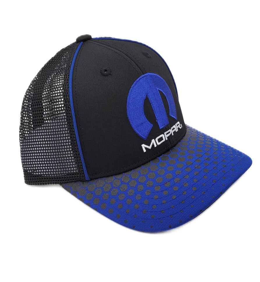 Mopar M Script Logo Mesh Trucker Hat Cap with Hexagon Pattern for Dodge (—)