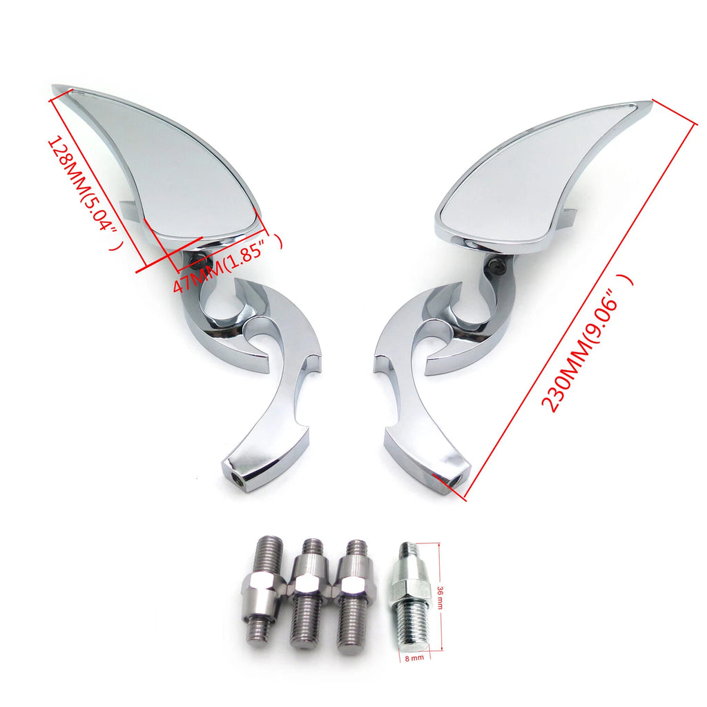 Chrome Fury Blade Running Mirror for Yamaha V-Star, Warrior, V-Max, Virago