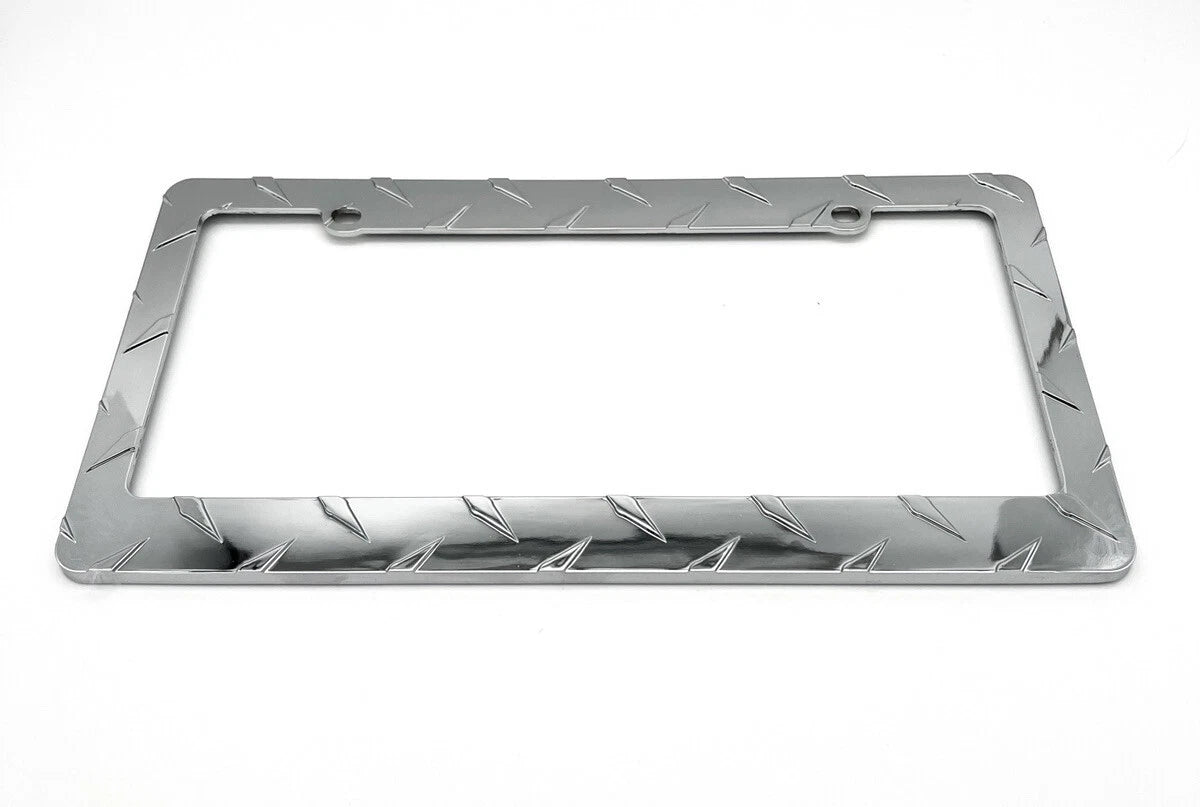 License Plate Frame Chrome Diamond Plate for Car Truck SUV (Universal)
