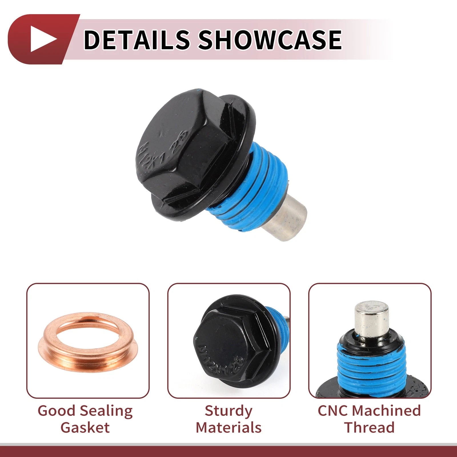 Set of 1 Oil Drain Plug for Nissan Infiniti (No. 1102601M02) Blue Black
