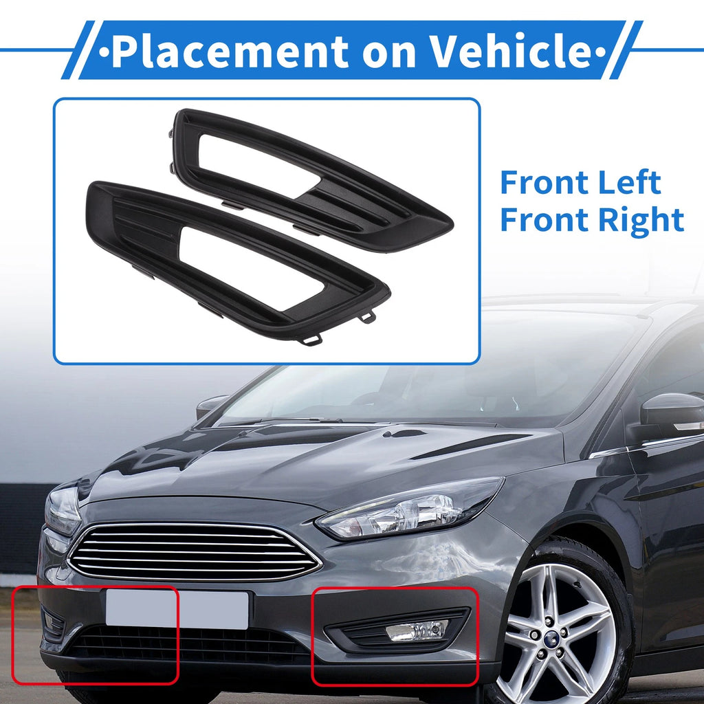 Fog Light Grill No.F1EZ15266L for Ford Focus Sedan (2015–2018) Black ABS 1 Pair