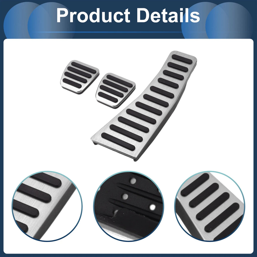 3 Pcs Manual Foot Accelerator Pedal Covers for Honda Civic (2006–2009) Silver Tone