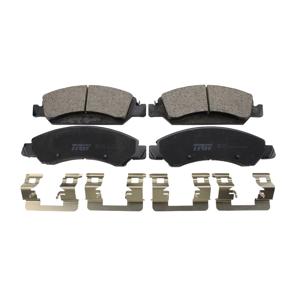 Set of 4 TRW Pro Front Ceramic Brake Pads with Clips for Cadillac Chevrolet GMC