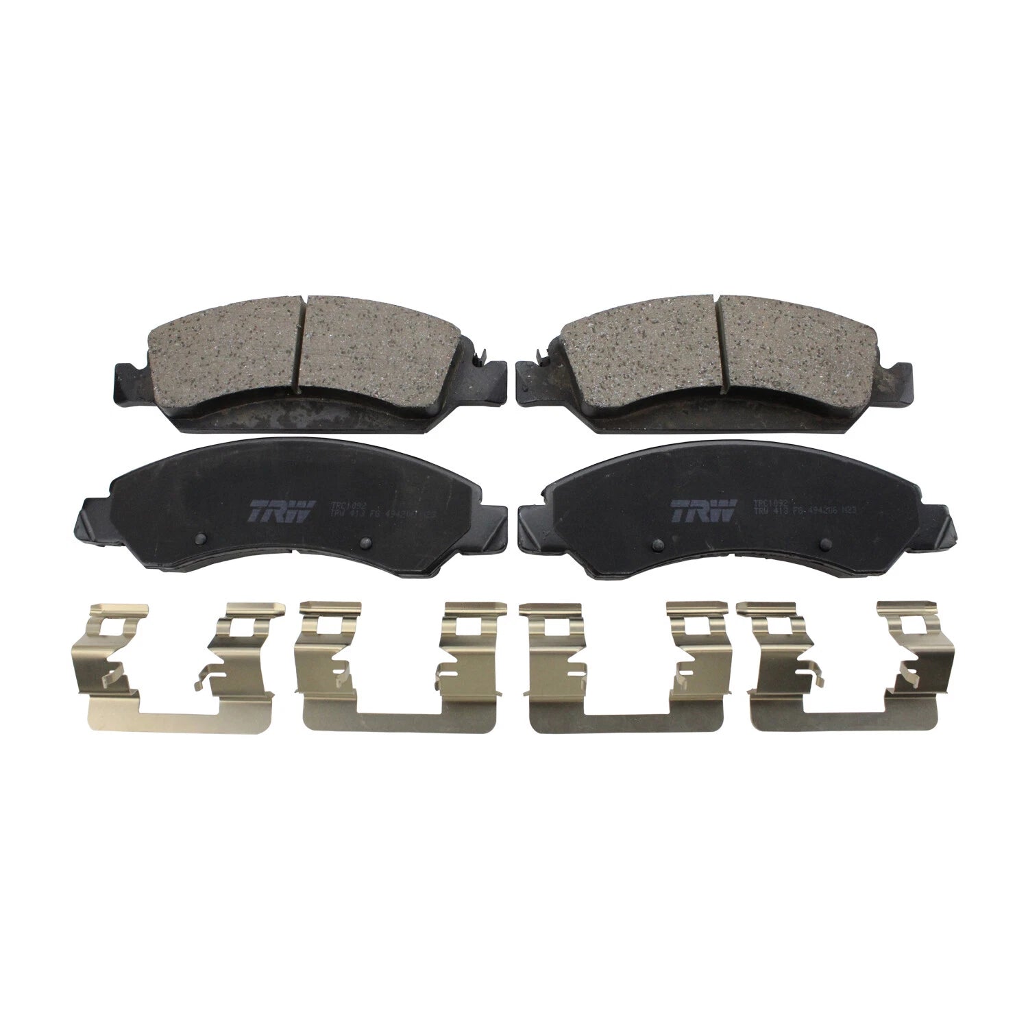 Set of 4 TRW Pro Front Ceramic Brake Pads with Clips for Cadillac Chevrolet GMC