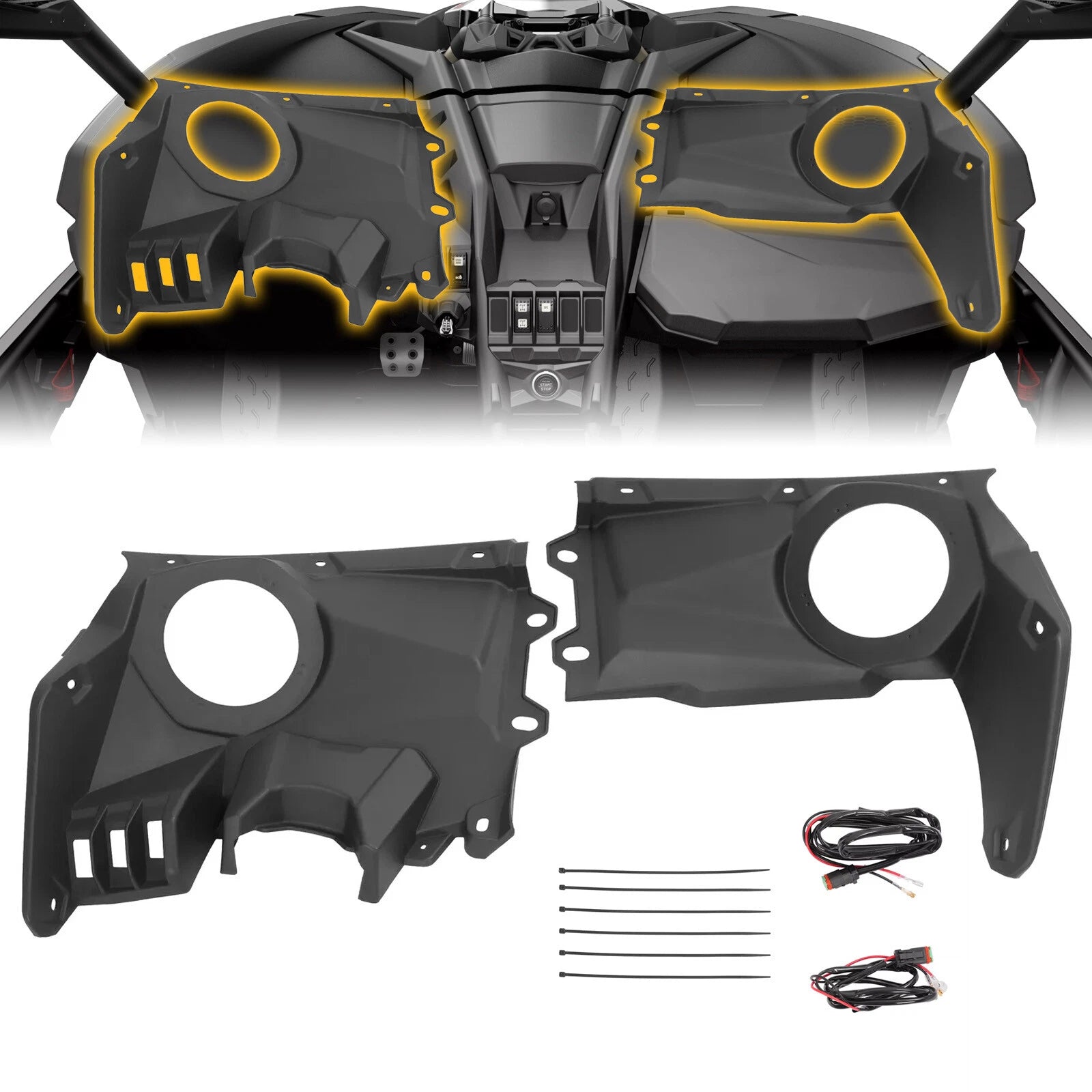 Dash Speaker Stereo Panel Mount Pods Audio Kit for Can-Am Maverick X3 (2017–2024)