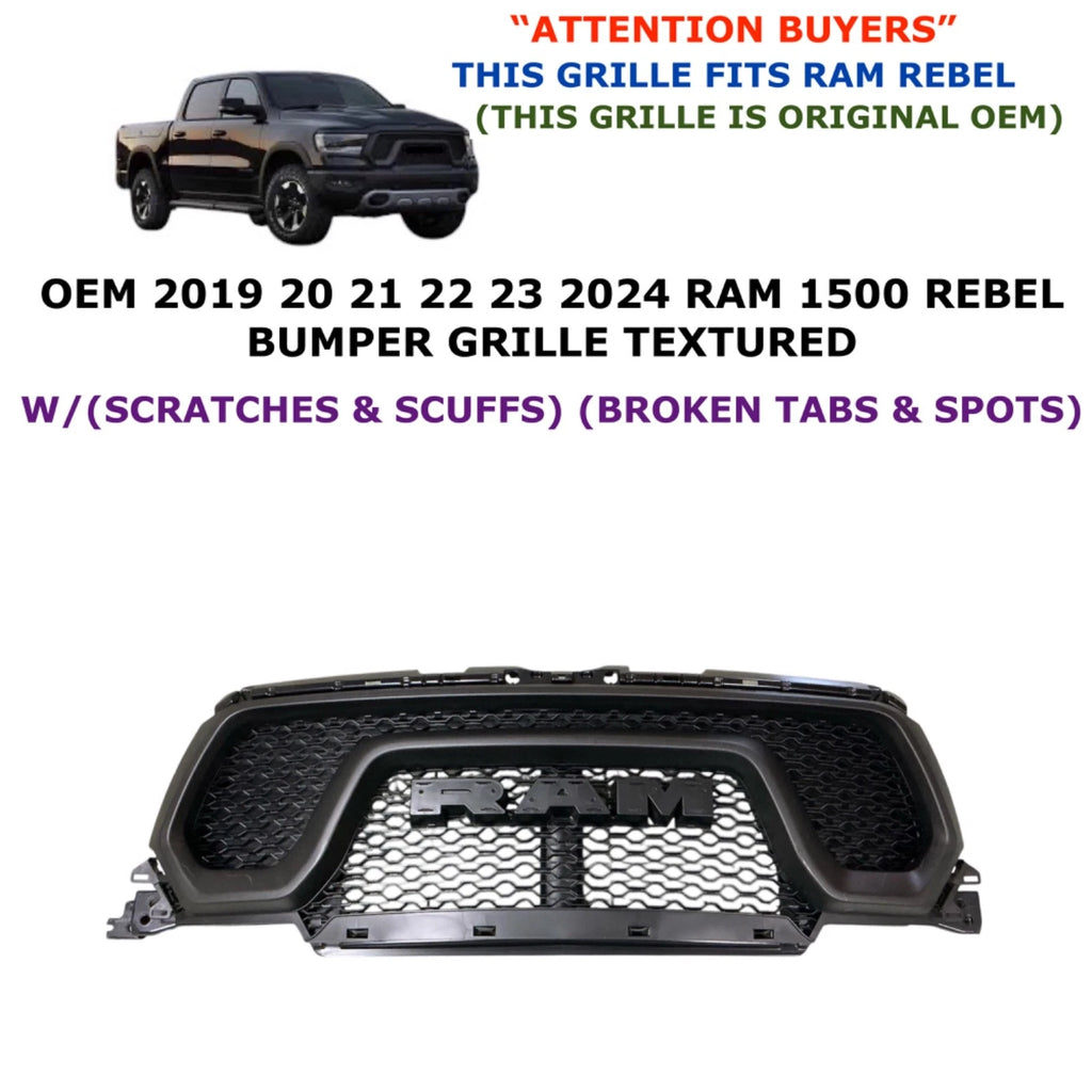 Front Upper Bumper Grille for RAM 1500 REBEL (2019–2024) - Textured