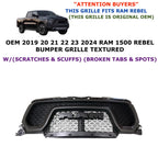Front Upper Bumper Grille for RAM 1500 REBEL (2019–2024) - Textured